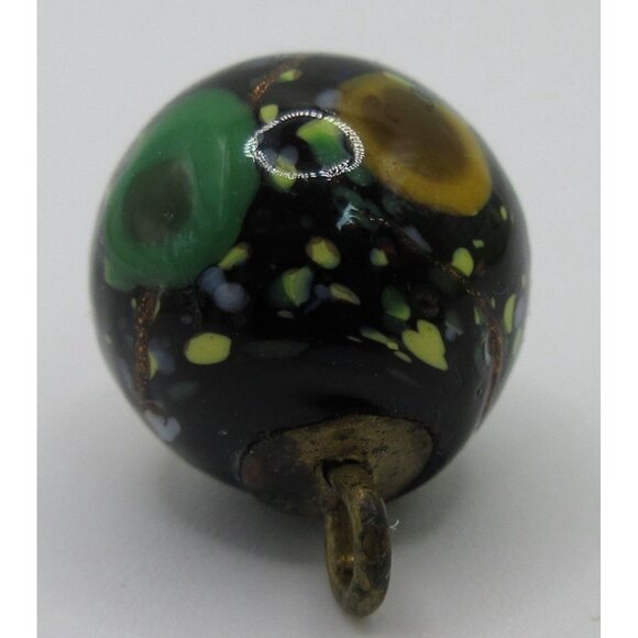 Vintage Murano Venetian Glass Button Black Aventurine Pink Rose ½" Italy - Picture 3 of 6